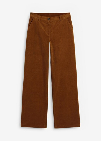 Вельветовые брюки в стиле марлен из натурального хлопка Bpc Bonprix Collection, коричневый