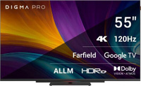 Телевизор LED Digma Pro 55 UHD 55C Google TV Frameless черный/черный 4K Ultra HD 120Hz HSR DVB-T DVB-T2 DVB-C DVB-S DVB-