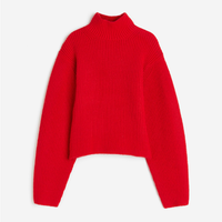 Свитер H&M Rib-knit Mock Turtleneck, красный