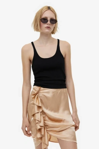 Драпированная юбка с рюшами H&M, бежевый