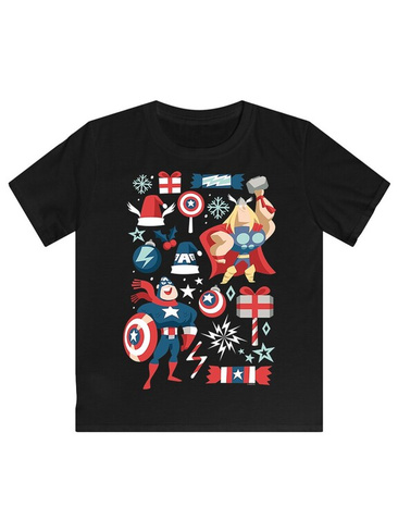 Рубашка F4Nt4Stic Marvel Universe Thor And Captain America Weihnachten, черный