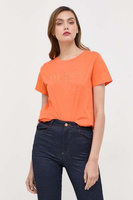 Хлопковая футболка Guess, оранжевый