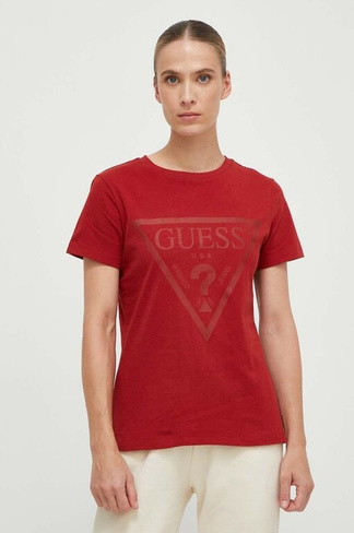 Хлопковая футболка Guess, красный