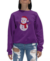 Женский свитшот с круглым вырезом «Рождественский снеговик» Word Art LA Pop Art, фиолетовый