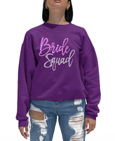 Женский свитшот с круглым вырезом Bride Squad Word Art LA Pop Art, фиолетовый