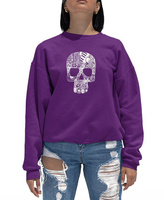 Женский свитшот с круглым вырезом в стиле рок-н-ролл с черепом Word Art LA Pop Art, фиолетовый