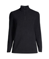 Женский флисовый пуловер с молнией в четверть размера для миниатюрных размеров Lands' End, черный
