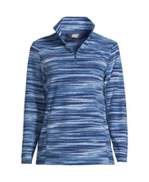 Женский флисовый пуловер с молнией в четверть размера для миниатюрных размеров Lands' End, синий