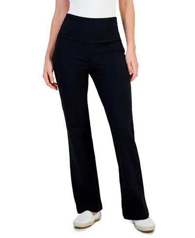 Миниатюрные брюки Bootcut Ponte с высокой посадкой Style & Co, черный