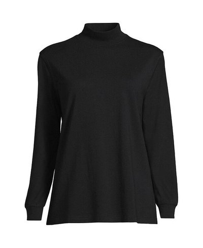 Женская футболка Super T с длинными рукавами для миниатюрных размеров Lands' End, цвет Black
