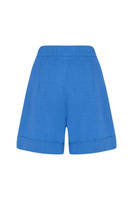 Плиссированные шорты средней длины с высокой талией синего цвета из льняной ткани Whenever Company, синий