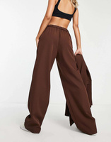 Шоколадные брюки с завышенной талией и широкими штанинами Pieces