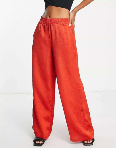 Красные атласные широкие брюки Vero Moda