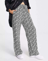 Черно-белые прямые брюки Monki с кулиской и завязками