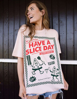 Персиковая футболка унисекс в стиле ретро с рисунком пиццы «Have alice day» из коллекции Batch1