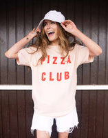 Персиковая футболка унисекс с надписью Pizza Club Batch1