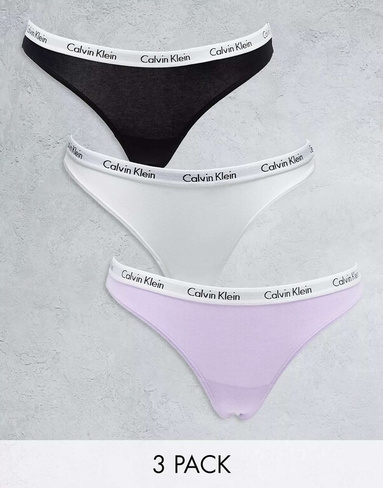 Комплект разноцветных стрингов с завышенной талией Calvin Klein (3 шт.)