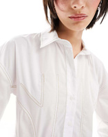 Белая корсетная рубашка с отстрочкой ASOS