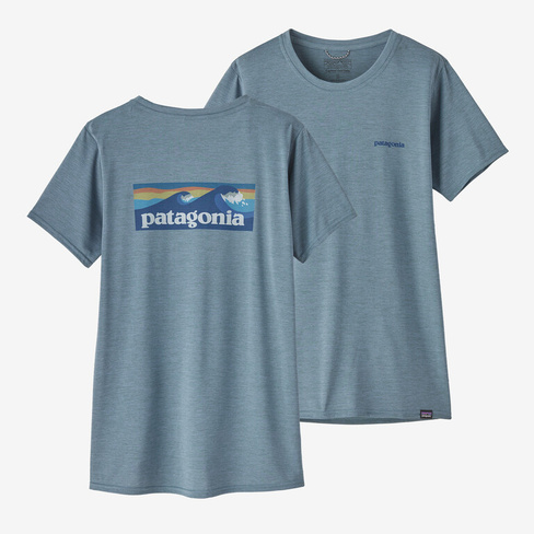 Женская рубашка Capilene Cool на каждый день с рисунком - Waters Patagonia, цвет Boardshort Logo: Light Plume Grey X-Dye