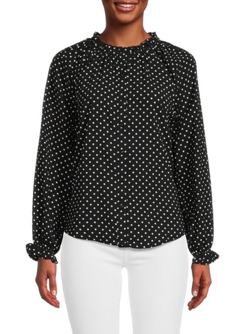 Рубашка на пуговицах с геометрическим рисунком Bobeau, цвет Black White