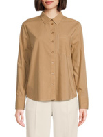 Рубашка на пуговицах в вертикальную полоску Ellen Tracy, цвет Camel