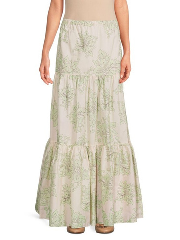 Многоярусная юбка Dignity с цветочным принтом Pinko, цвет White Green