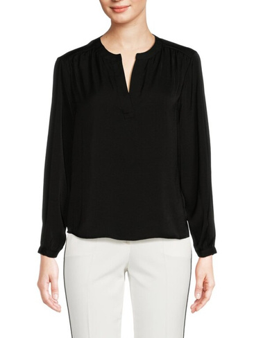 Атласная блузка с разрезом на шее Calvin Klein, черный