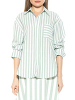 Хлопковая рубашка в полоску Tammi на пуговицах Alexia Admor, цвет Green Stripe