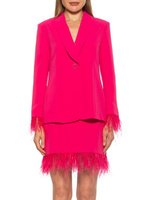 Куртка Vida с шалевым воротником и манжетами из перьев Alexia Admor, цвет Hot Pink