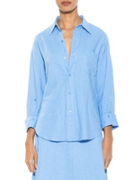 Классическая рубашка-бойфренд на пуговицах янтарного цвета Alexia Admor, цвет Light Blue
