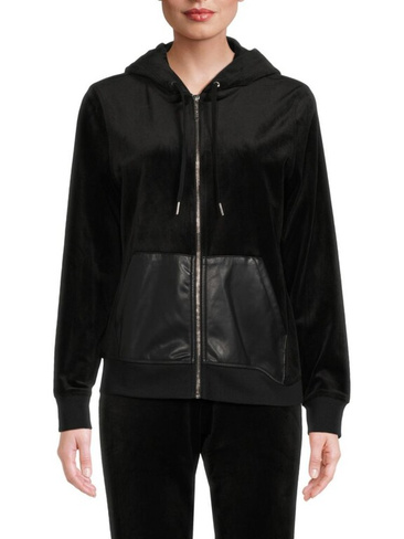 Толстовка из искусственной кожи с карманами на молнии спереди Calvin Klein, черный