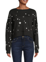 Укороченный свитер со спущенными плечами и звездами Chaser, черный
