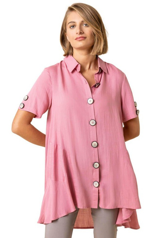 Асимметричная рубашка с карманами и пуговицами Roman, розовый