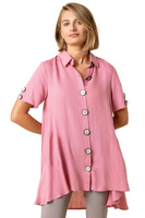 Асимметричная рубашка с карманами и пуговицами Roman, розовый