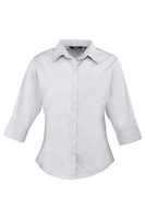 Блузка из поплина с 3 и 4 рукавами. Простая рабочая рубашка. Premier, серебро