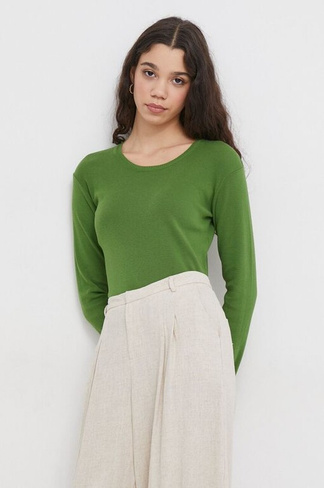 Хлопковый свитер United Colors of Benetton, зеленый