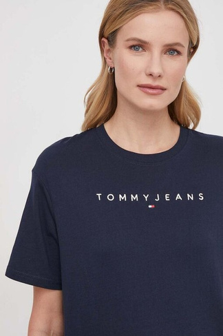 Хлопковая футболка Tommy Jeans, темно-синий