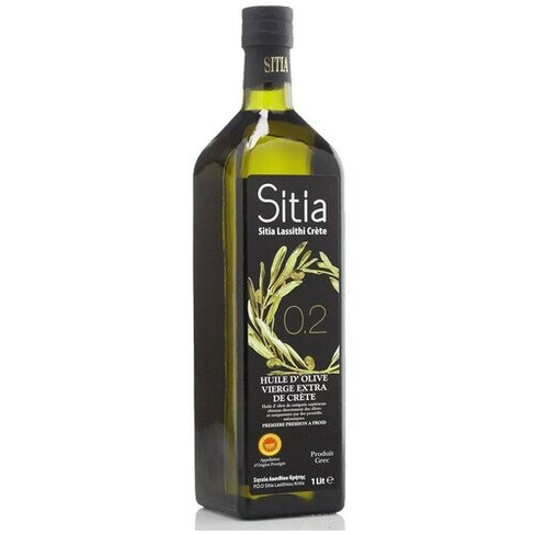 Масло оливковое Sitia Extra Virgin 0.2%, стеклянная бутылка, 1 л