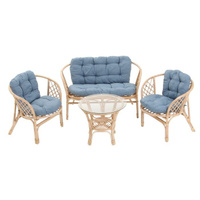 Набор садовой мебели "Индо" 4 предмета: 2 кресла, 1 диван, 1 стол, серо-голубой
