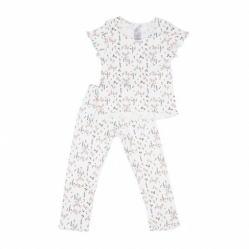 Пижама для девочки с коротким рукавом Экрю рост 134-152 арт1640-11 Linas baby
