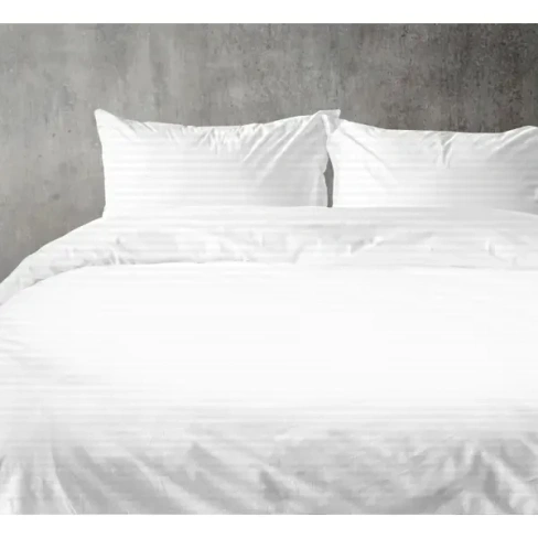 Комплект постельного белья полутораспальный перкаль (страйп) белый Без бренда Классика Комплект постельного белья