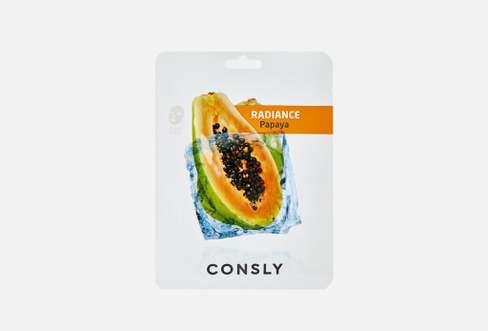Papaya Radiance Mask Pack 1 шт Выравнивающая тон кожи тканевая маска с экстрактом папайи CONSLY