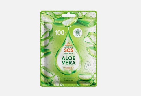 100% SOS After Sun Moisture Sheet Mask ALOE VERA 1 шт Тканевая маска MI-RI-NE